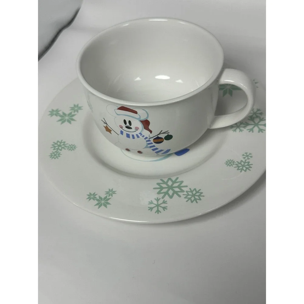 Disney Plate Mug Mickey Mouse Snowman Snowflakes Santa‎ ornament Christmas set